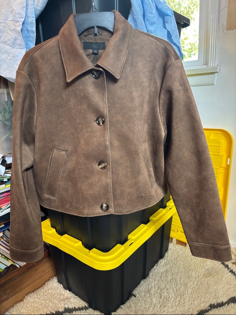 Zara Brown Button-Front Jacket - Picture 3 of 17